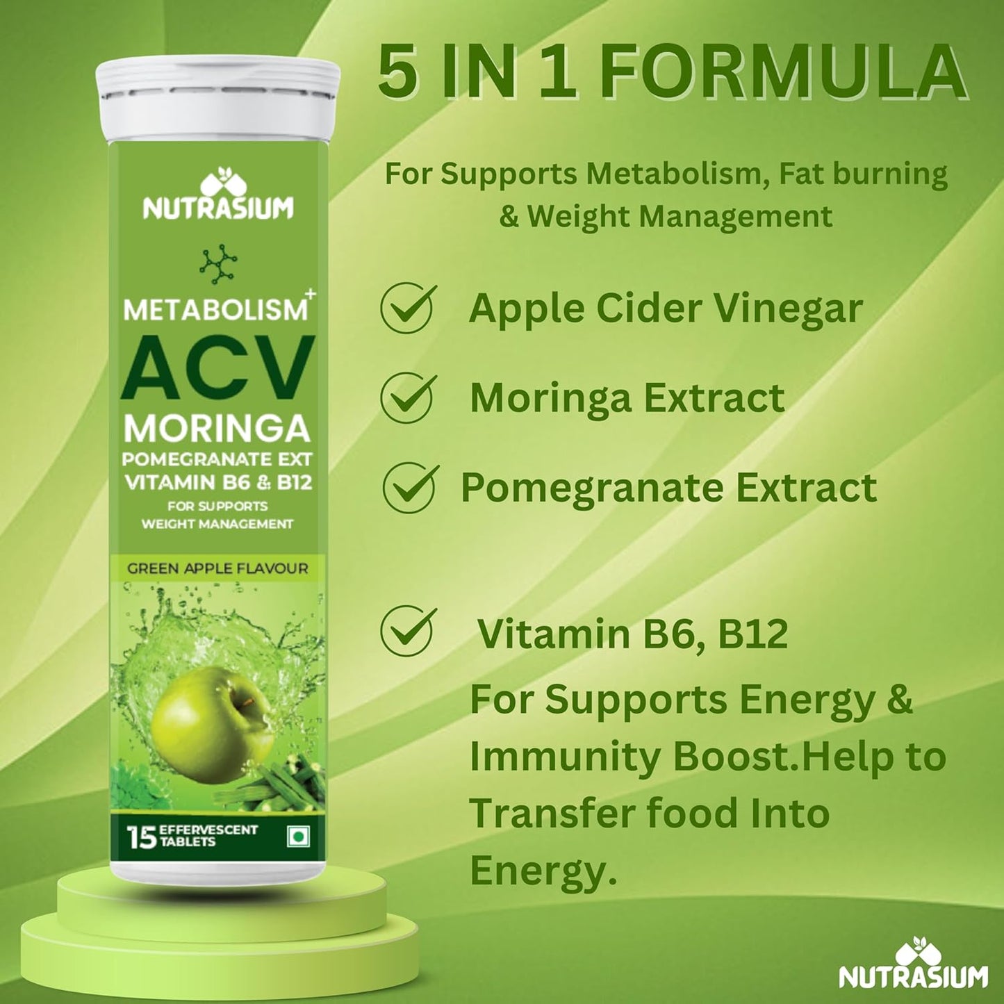 ACV Moringa Metabolism Plus | For Supports Weight Loss,60 Tablets Pack Of 4 X 15
