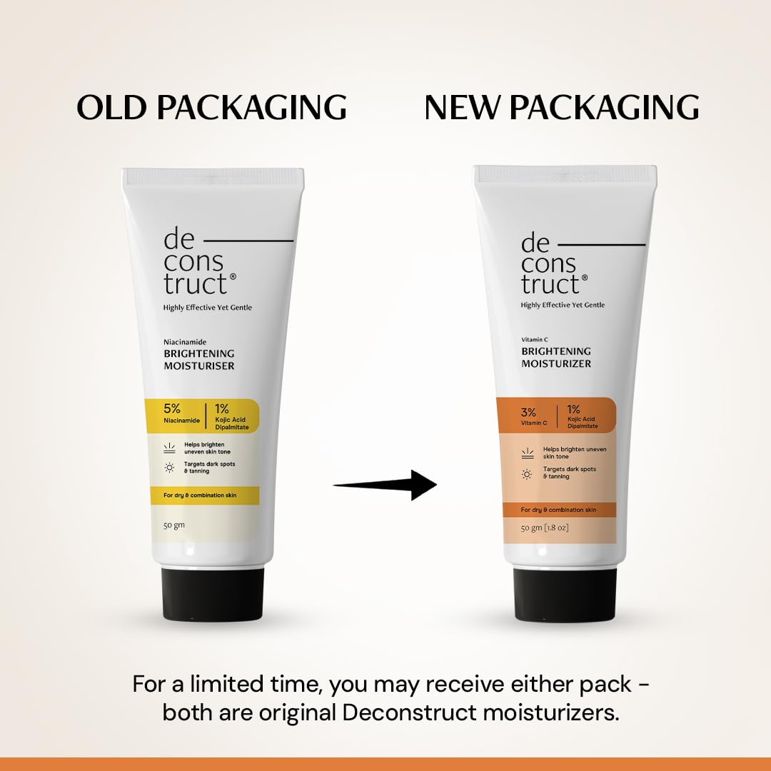 Deconstruct Vitamin C Brightening Face Moisturizer, 3% Vitamin C + 1% Kojic Acid + 5% Niacinamide, 50 gm