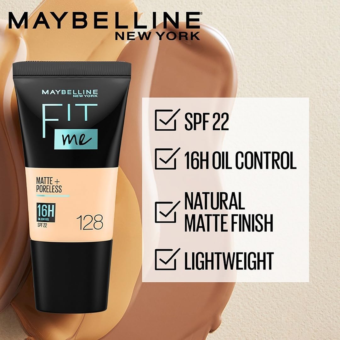 Maybelline New York Liquid Foundation, Matte & Poreless, Normal to Oily Skin, Fit Me, 230 Natural Buff, 18 ml Pack of 2