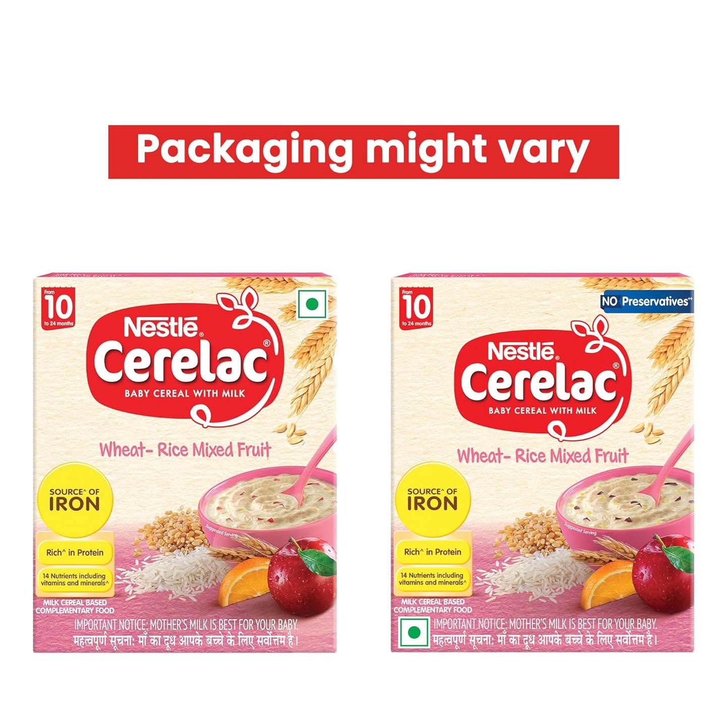 Nestle Cerelac Baby Food Cereal, Wheat Rice Mixed Fruit for 10 to 24 Months Baby, Source of Iron & Protein for Babies, 300 gm