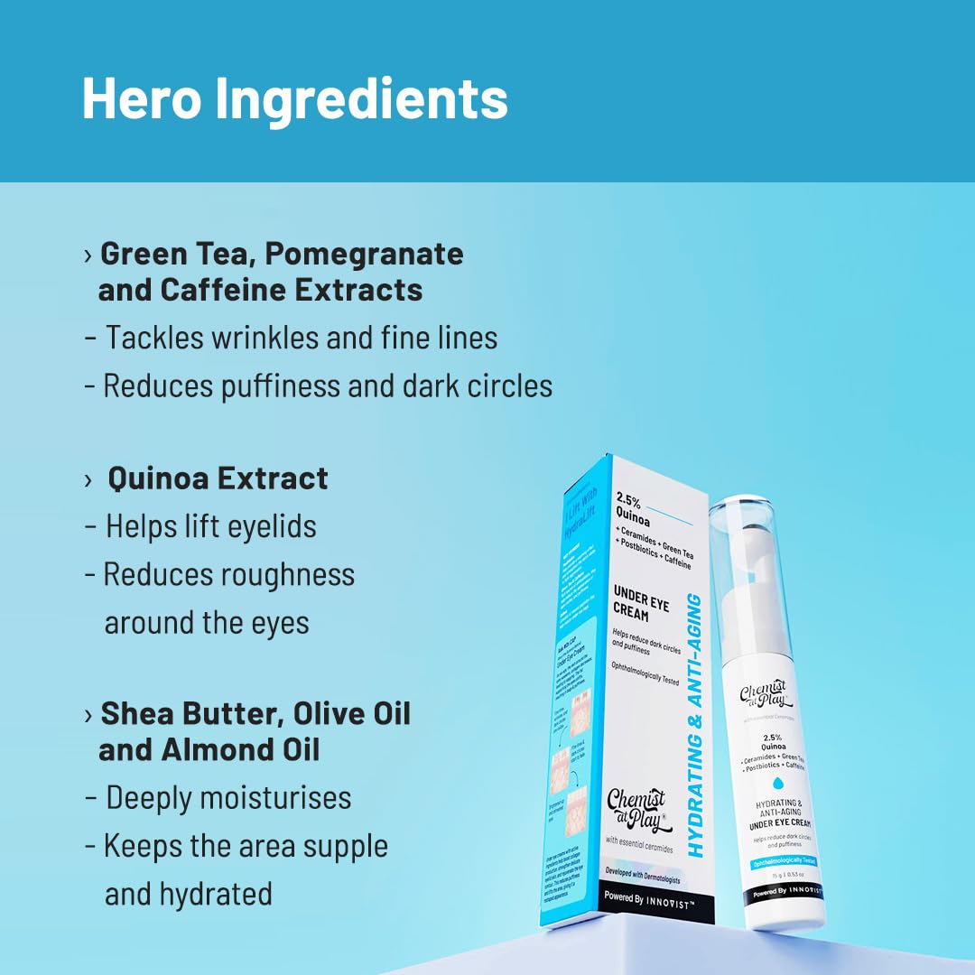 Chemist At Play Under Eye Cream with 2% Revital Eye & Quinoa Extract, Pack of 2