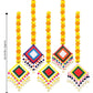 JH Gallery Handmade Artificial Marigold Fluffy Flowers Colorful Woolen Kite Bells Hanging (44 Inches Height Approx. Pack of 5)