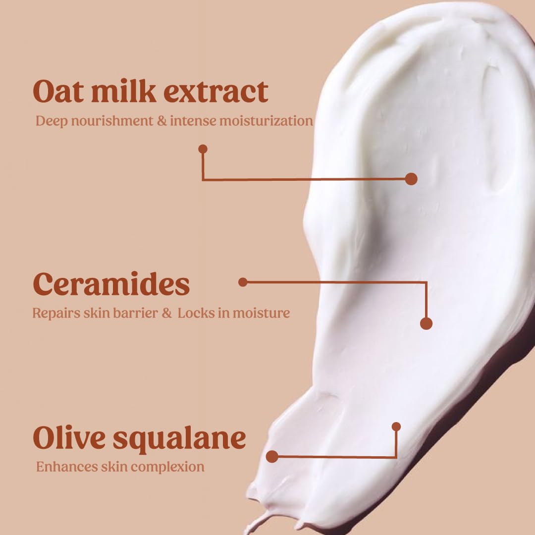 Vilvah Store Milk Body Lotion, Repairs Skin Barrier, 48hr Moisturization, Intense Hydration With Oat Milk, Ceramides and Olive Squalane, For Men and Women, All Skin Types, 250ml