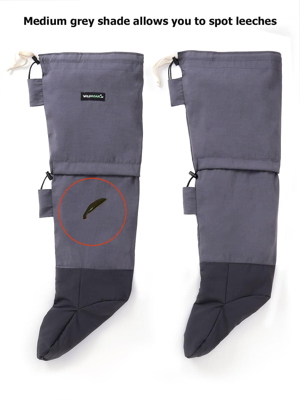 Wildroar Anti Leech Socks- Grey-Lightweight- Water Repellant