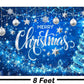 Blue Merry Christmas Backdrop Glitter Bokeh Sparkle Snowflake Banner  Size 5Feet Height & 8Feet Width