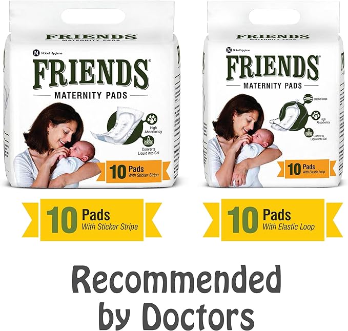 Friends Disposable Maternity Pads with Elastic Loop for Post Pregnancy Bleeding - 30 Pcs