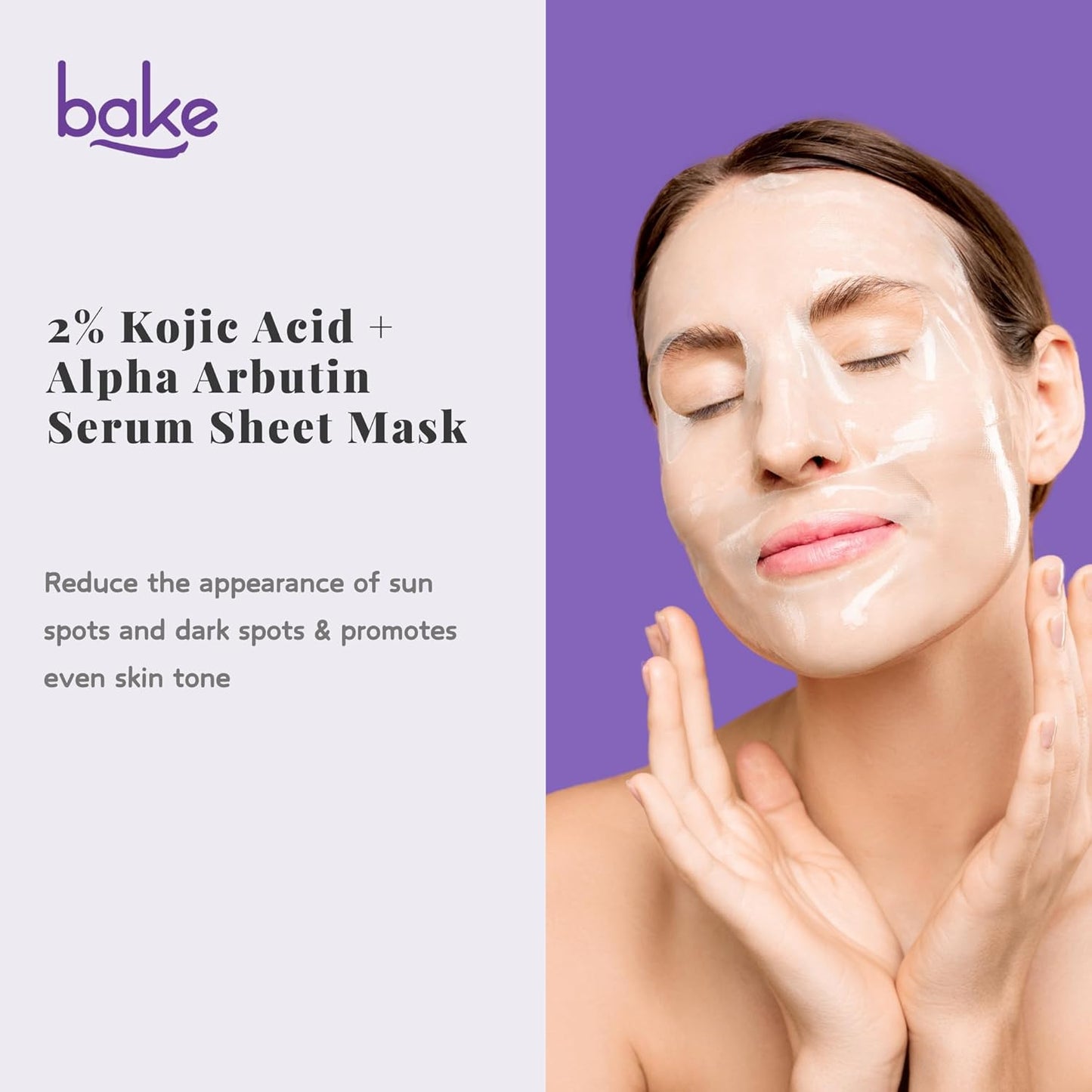 Bake 2% Kojic Acid + Alpha Arbutin Serum Sheet Mask, Dark Circles, 20 gm