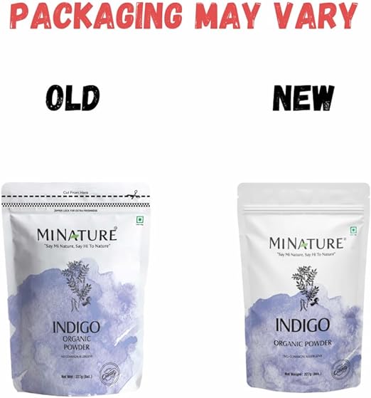 MI NATURE MINATURE Indigo Powder 100% Pure Natural Organically Grown Indigo Powder- For HAIR (227g / (1/2 lb) / 8 ounces)