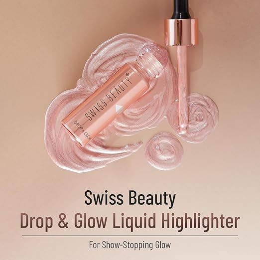 SWISS BEAUTY Drop and Glow Liquid Highlighter, Face MakeUp - 18ml (Light Pink)