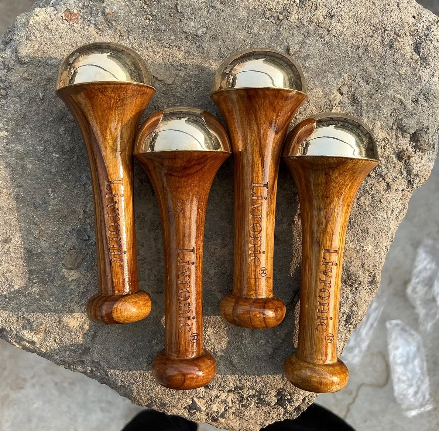 Livronic® Kansa Wand Face, Body & Foot Massager Foot Massager With Wooden Handle