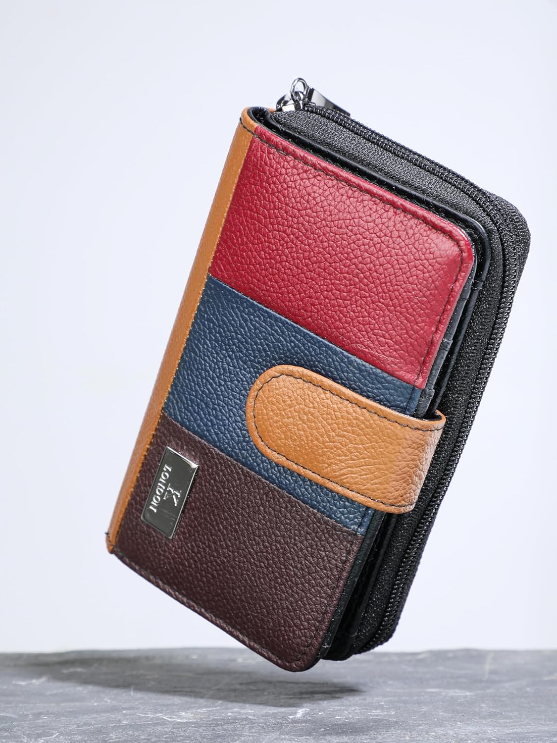 K London Medium Size Ladies Leather Purse RFID Blocking| Money Organisers with Zip Around Section| Real Leather Purse | Daily Use (Multicolour)(KL_481)