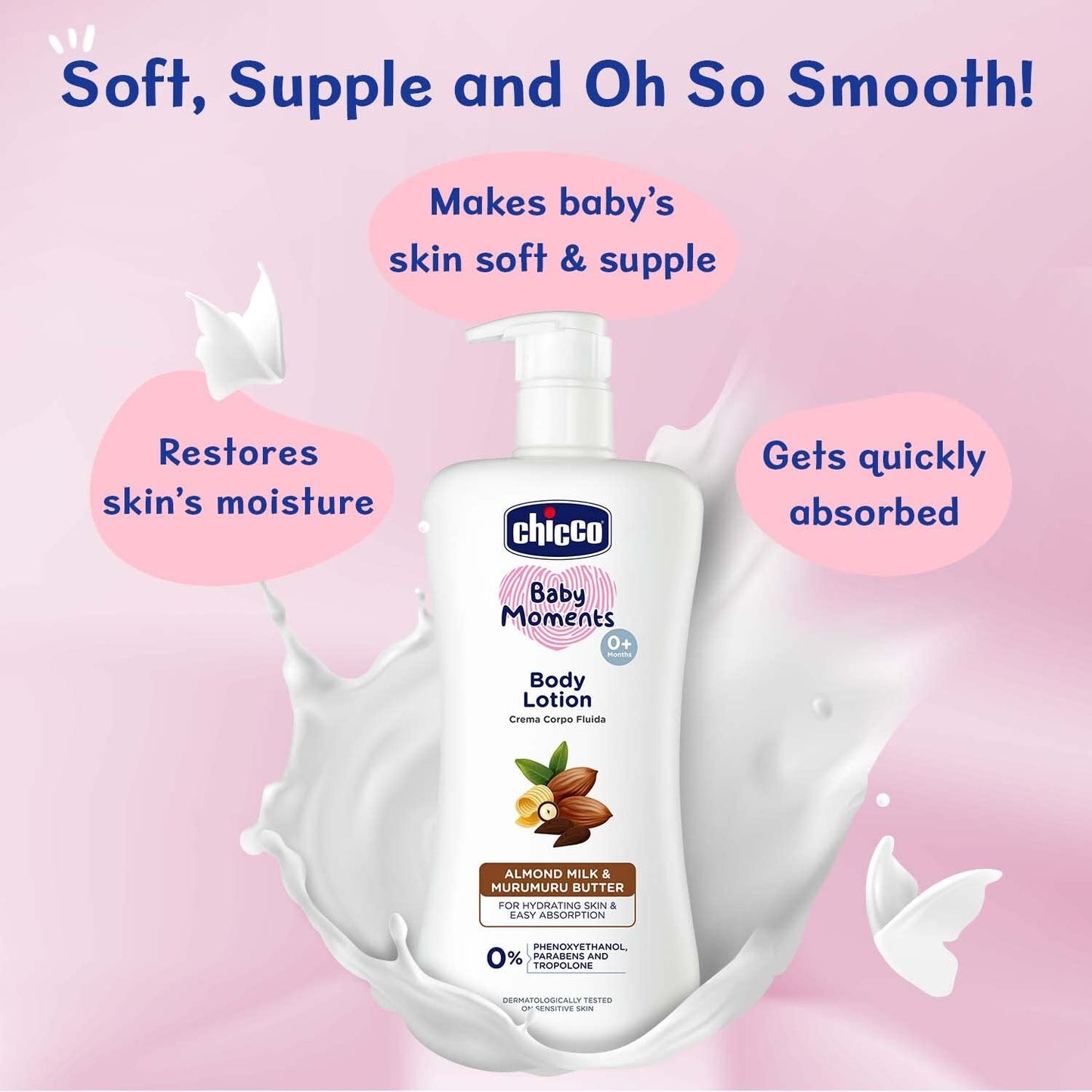 Chicco Baby Moments Body Lotion for Babies, Almond Milk & Murumuru Butter, 500 ml