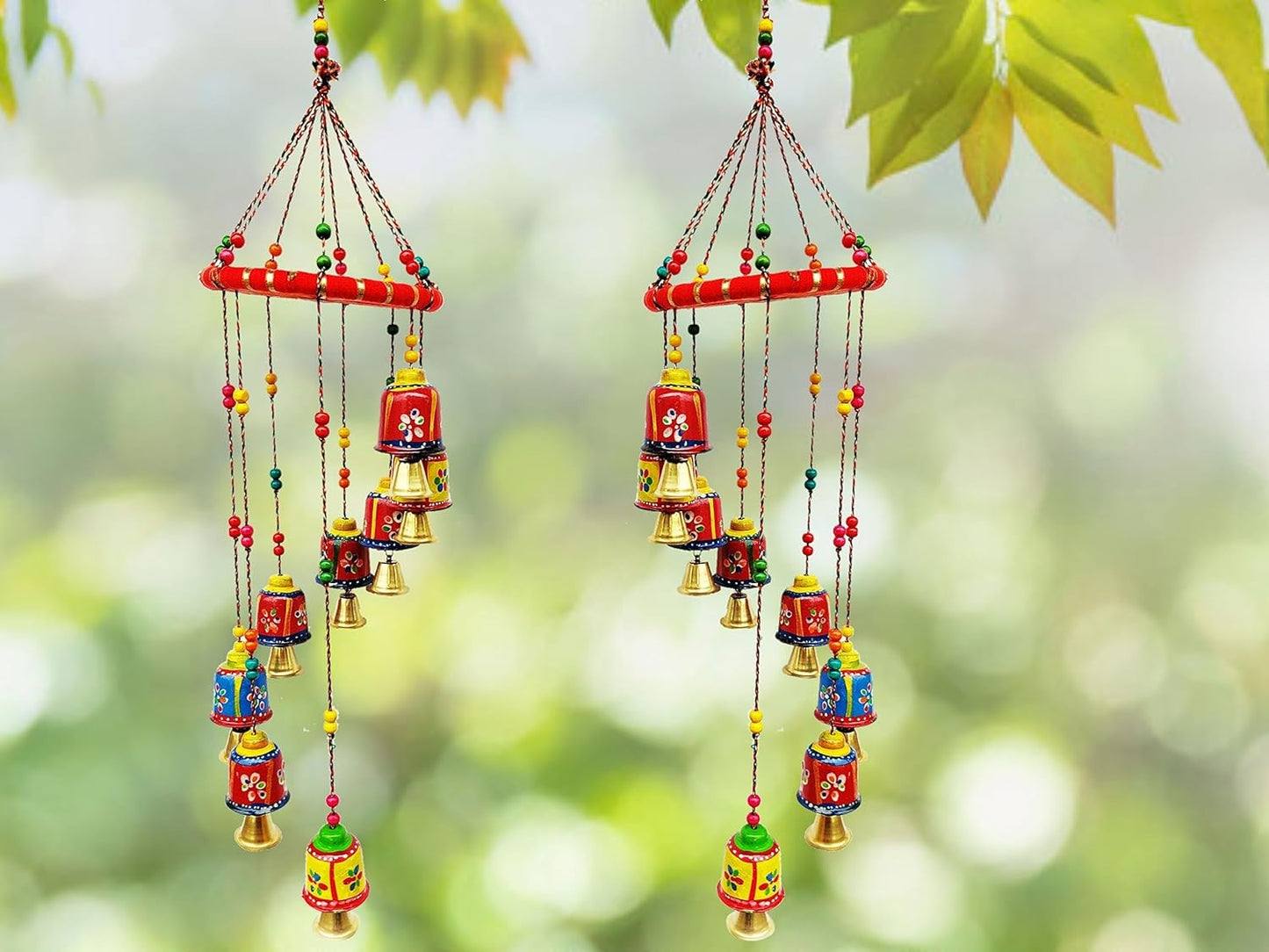 JH Gallery Handcrafted Rajasthani Door & Wall Hanging Home Décor, Balcony Decor Hanging, Home Furnishing, Diwali Gift, Corporate Gift, Home Decor Items (Pack of 2, Multi-Colour)