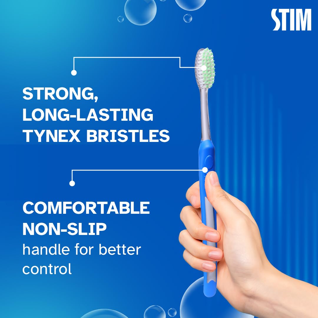 STIM Silky | Ultra soft toothbrush | Extra gentle bristles | Cleans along the gum line | Cleans till 3rd Molar - Pack of 3