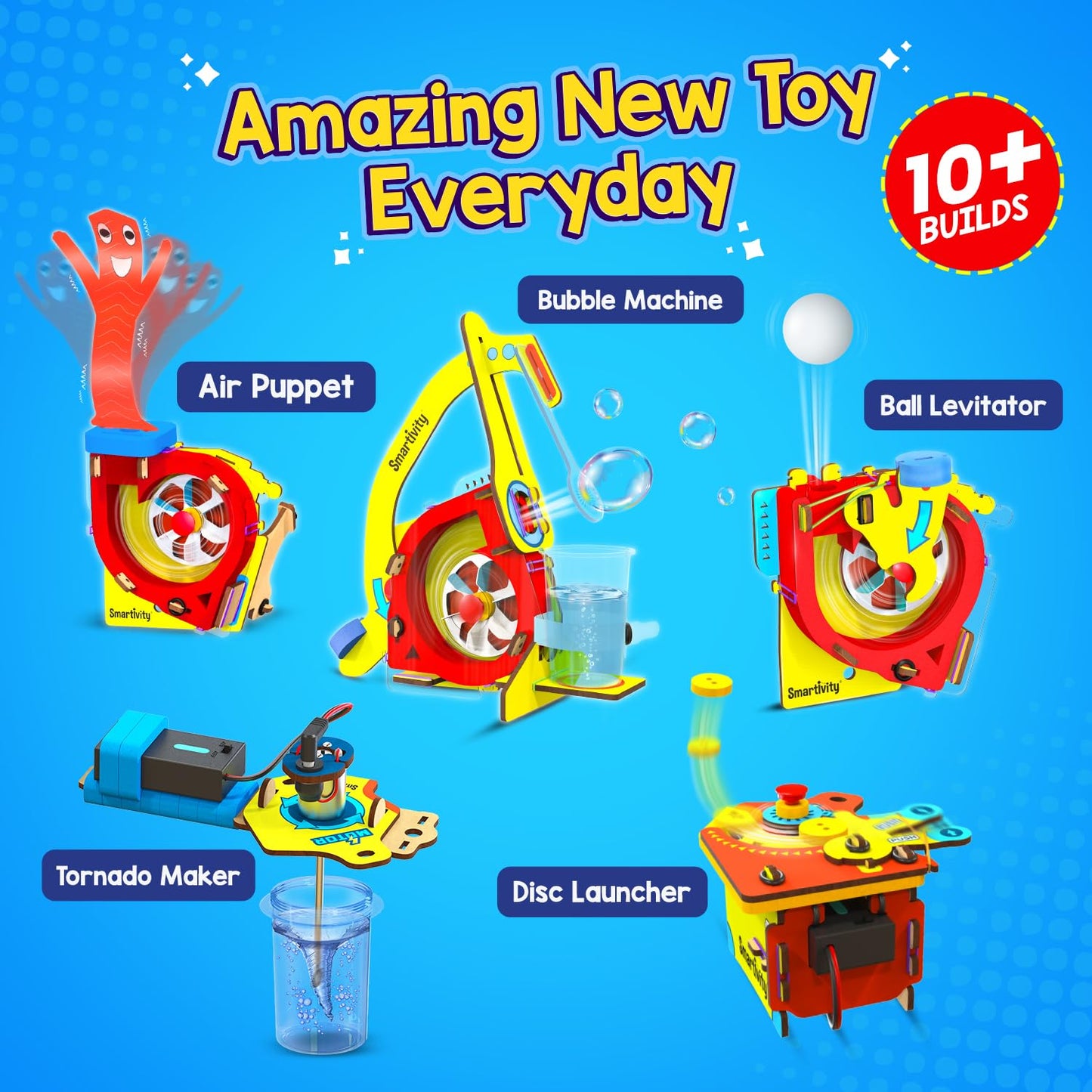 Smartivity 10-in-1 Motor-Powered Gadgets Kit for Kids Ages 6 to 12 Years Old | Build 10+ Cool Electronics Projects