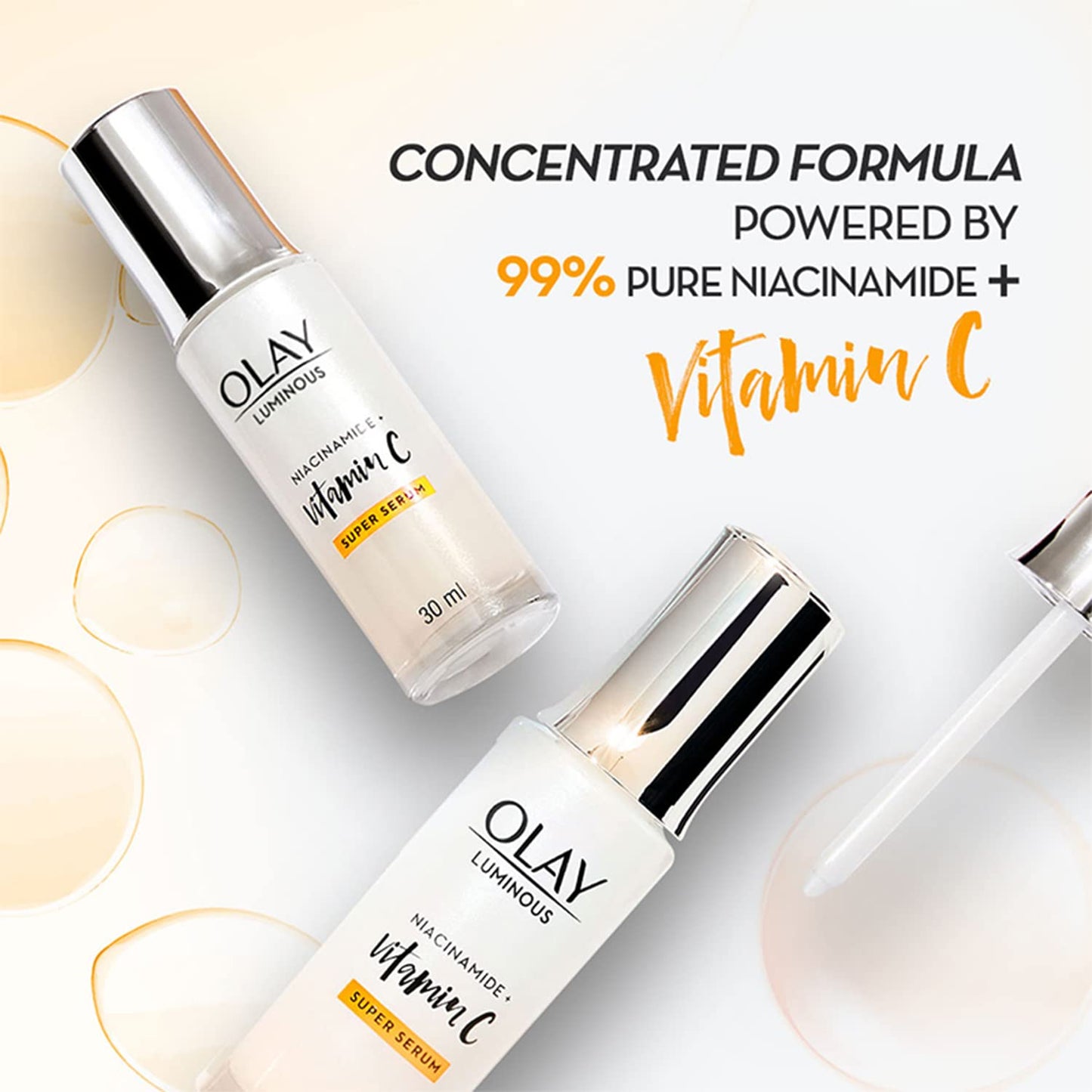 Olay Vitamin C Face Serum with Niacinamide l Even Glow & Smooth Texture l Normal, Oily, Dry & Combination Skin l Parabens & Sulphate-free l 30ml