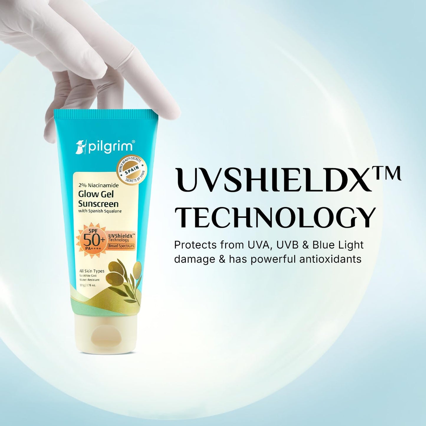 Pilgrim 2% Niacinamide Glow Sunscreen SPF 50 +++ , 50 gm