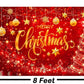 Red Merry Christmas Backdrop Glitter Bokeh Sparkle Snowflake Banner Size 5Feet Height & 8Feet Widt