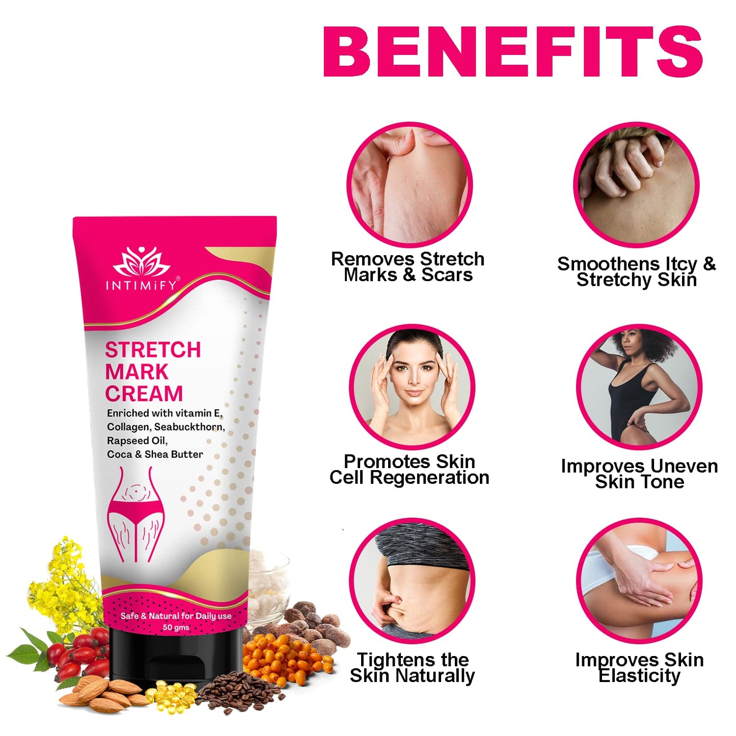 INTIMIFY Stretch Mark Removal Cream For Women, 50 gm