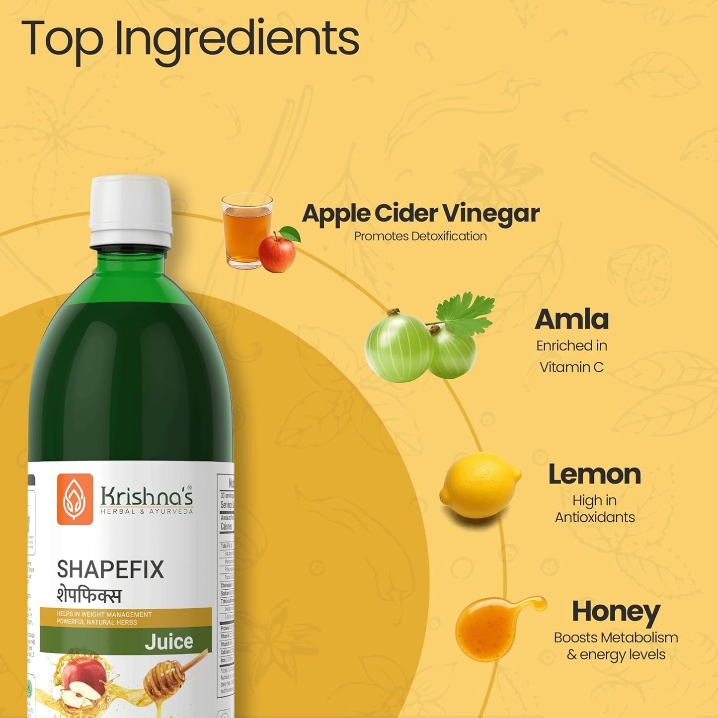 Krishna's Herbal & Ayurveda Herbal Shape fix Juice With Natural Herbs, Helps In Weight Management, 1000 ml