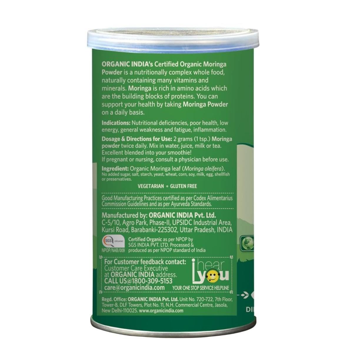 A TATA Product - Organic India Moringa Powder - 100g, Essential Nutrition Superfood, Helps Naturally Boost Energy Levels, Improves Stamina & Vitality, Rich In Vitamins & Minerals