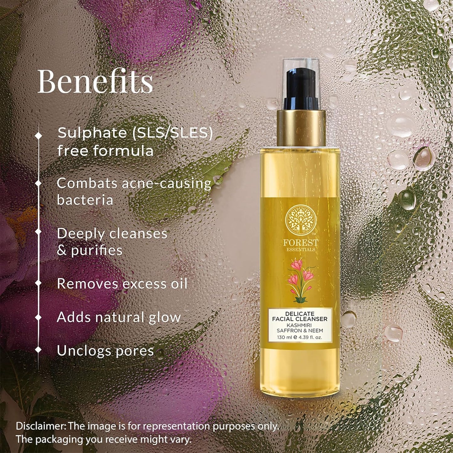 Forest Essentials Delicate Facial Cleanser with Kashmiri Saffron & Neem, 200 gm