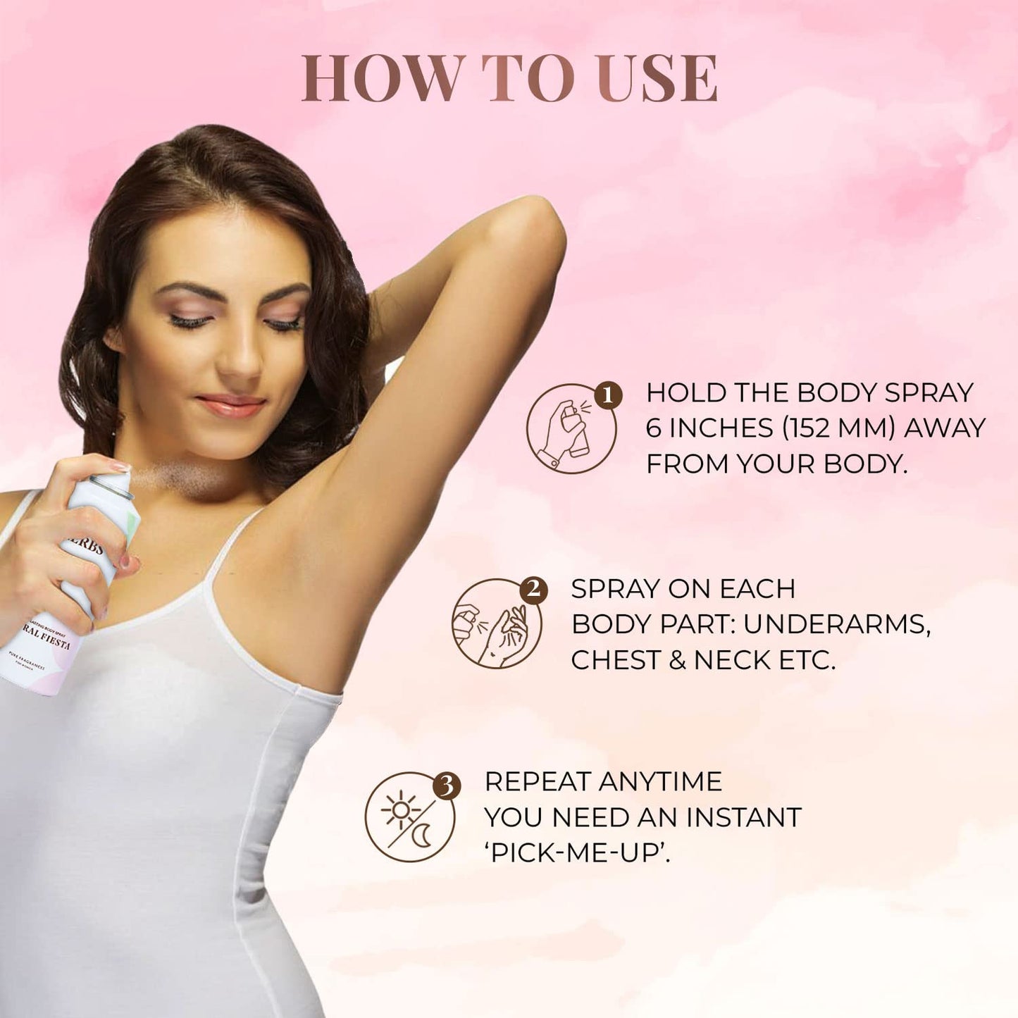 Just Herbs Long Lasting, Refreshing Body Spray 150 ml, Amber Wood