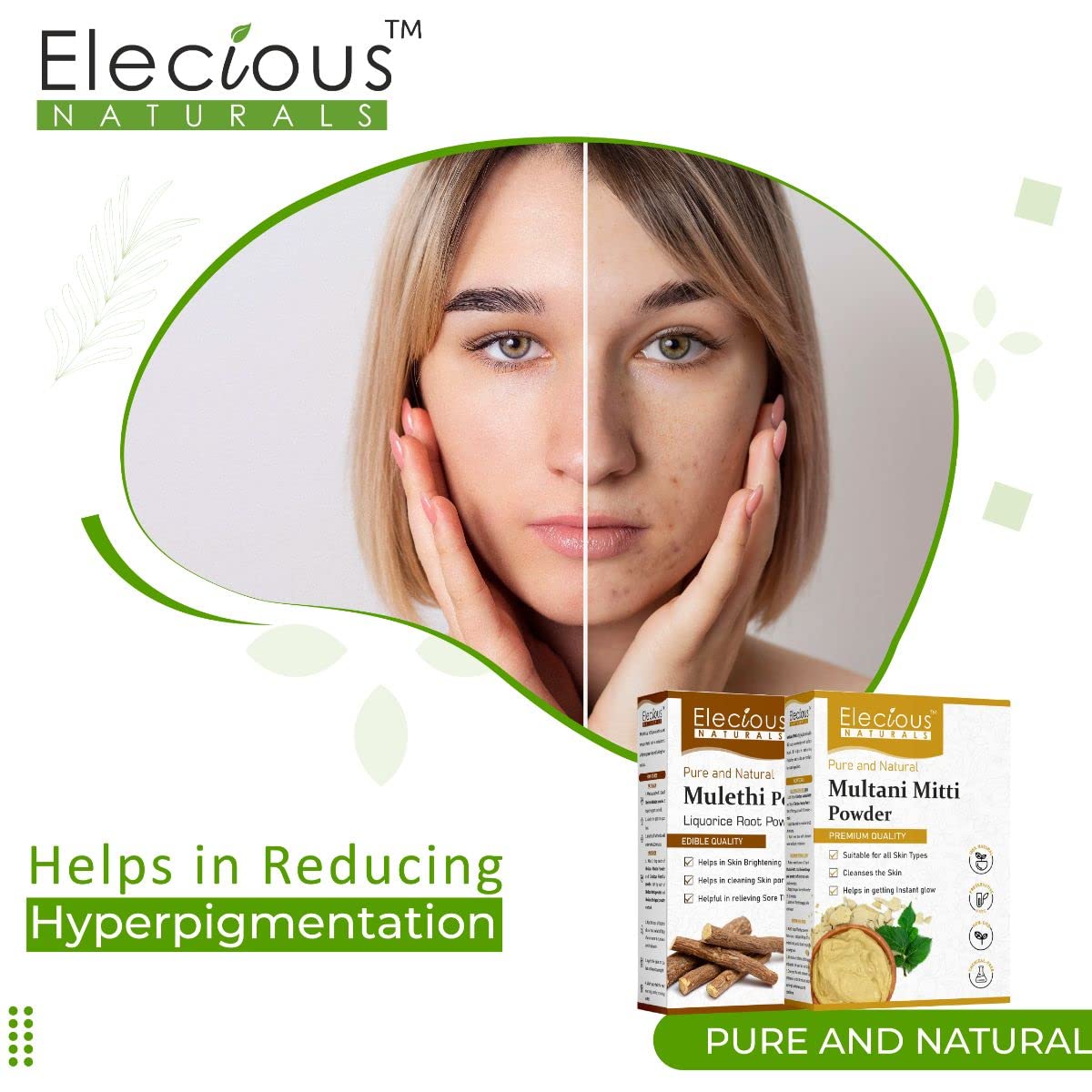 Elecious Mulethi Powder and Multani Powder Combo, 200 gm + 200 gm