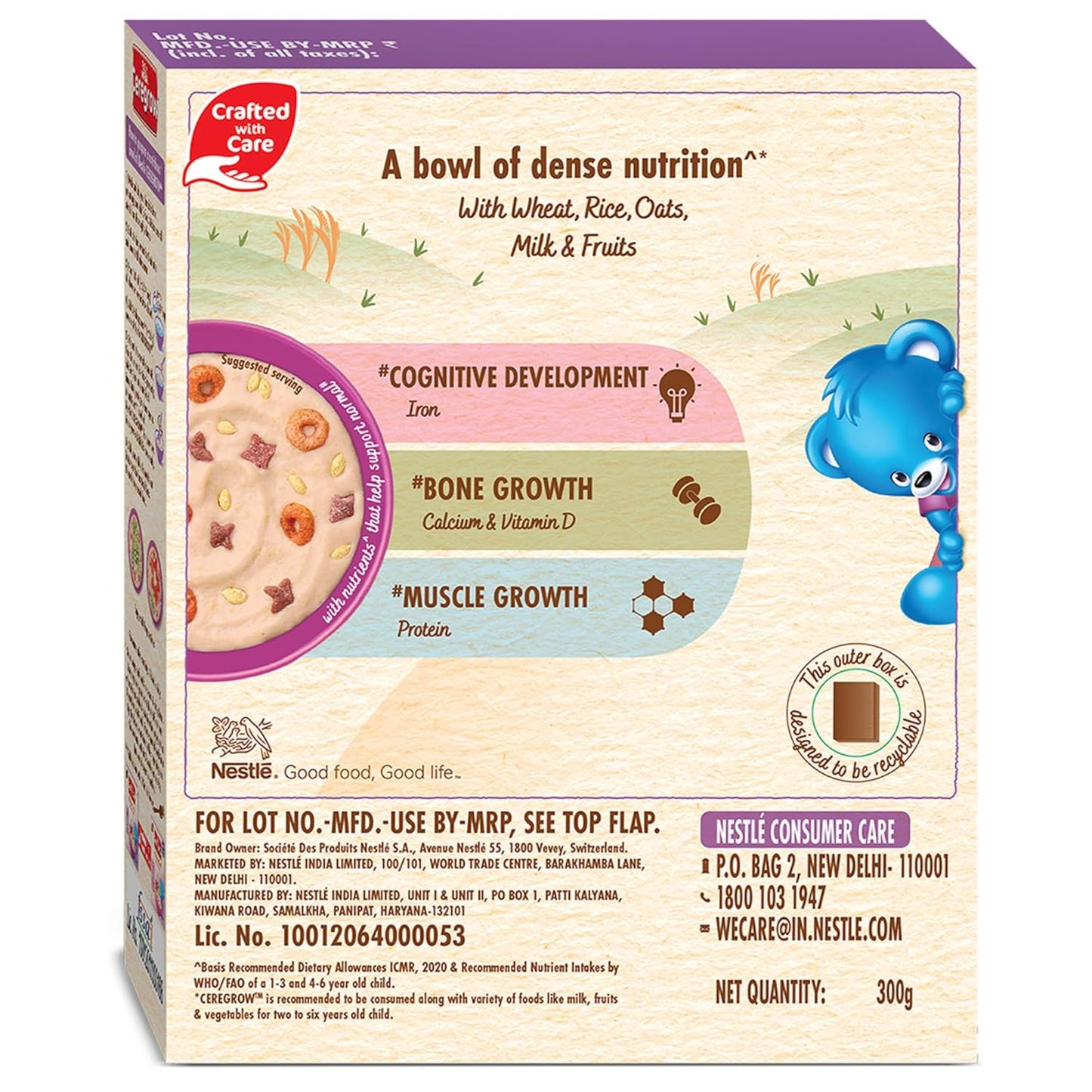 Nestle Ceregrow Multigrain Milk & Fruits Cereal, With Iron, Protein, Calcium, 19 Nutrients, 300 gm