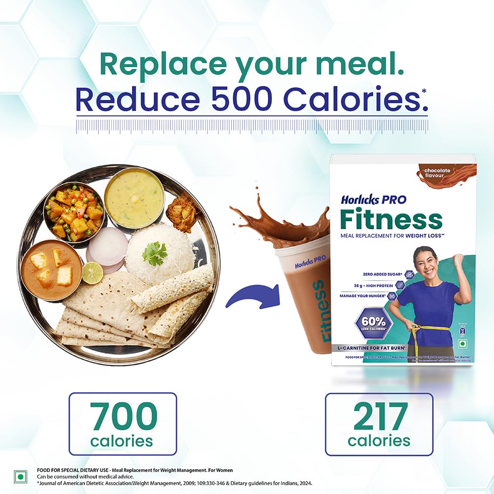 Horlicks PRO Chocolate, BIB, A Meal Replacement for Weight Loss with 60% Less Calories, 400 gm