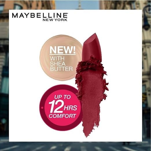 Maybelline New York Color Sensational Lipstick, Lip Makeup, Matte Finish, Hydrating Lipstick, Nude, Pink, Red, Plum Lip Color, Divine Wine, 1 Count