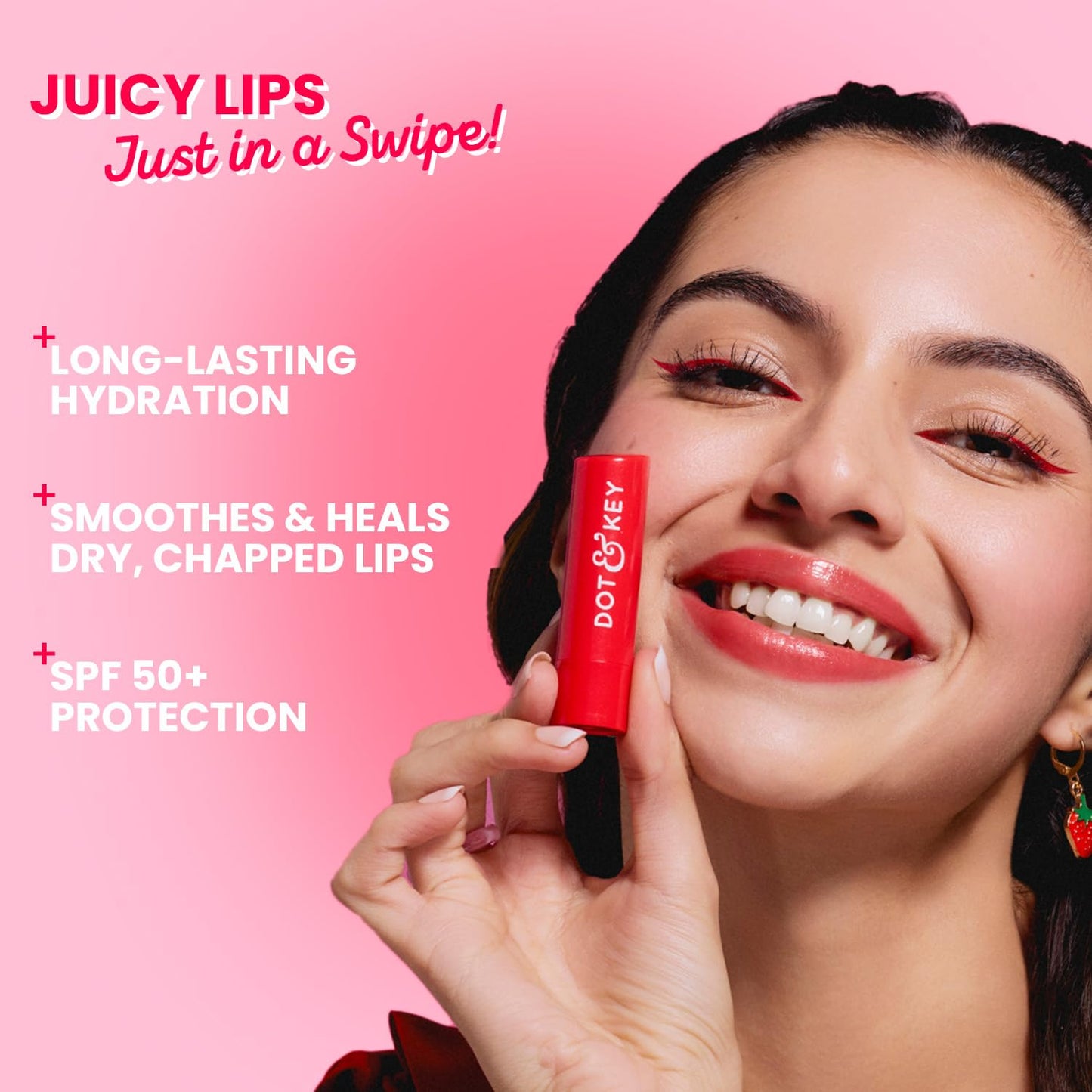 Dot & Key Barrier Repair Hydrating Lip Balm SPF 50 | Strawberry Red, 4.5 gm
