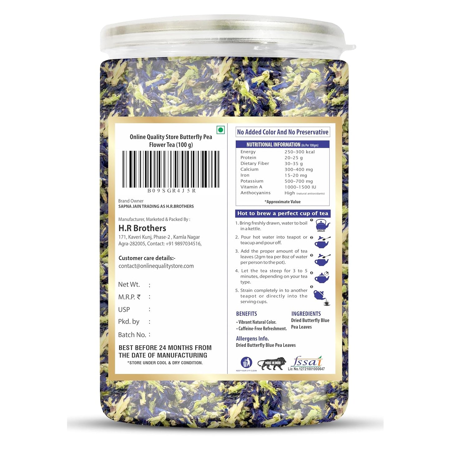 Online Quality Store Butterfly Pea Flower Tea, 100 gm