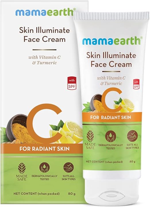 Mamaearth Skin Illuminate Face Cream, for skin brightening, with Vitamin C and Turmeric for Radiant Skin 80 g