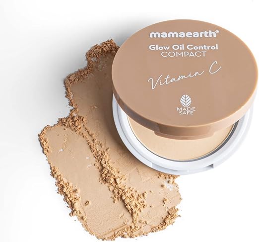 Mamaearth Glow Oil Control Compact Powder SPF 30 with Vitamin C & Turmeric for 2X Instant Glow - 9 g (Crème Glow)