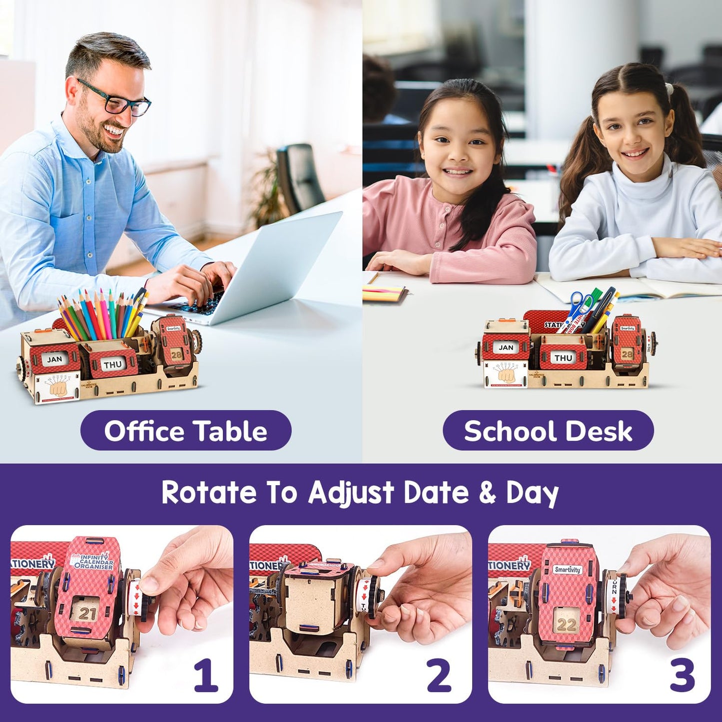 Smartivity DIY Infinity Calendar & Stationary Organizer for Kids Age 8 to 14 Years