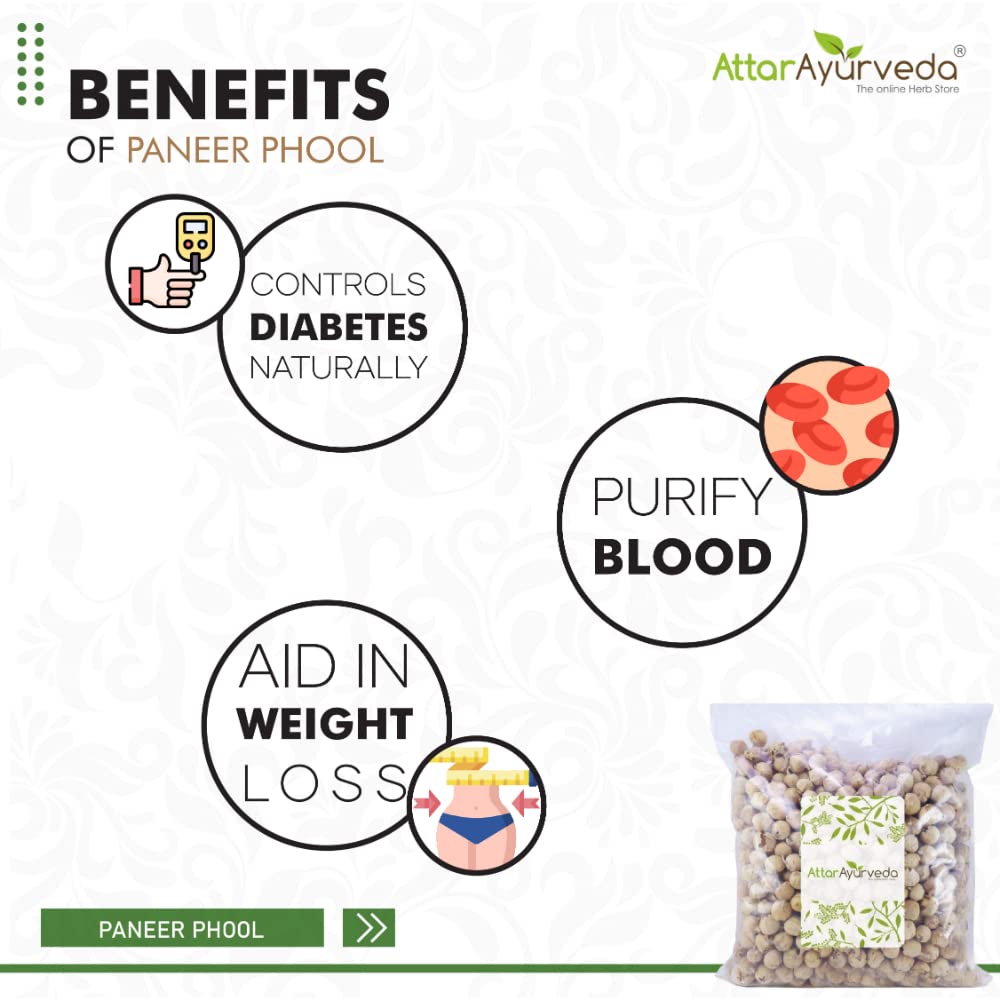 Attar Ayurveda Paneer Phool for Diabetes, Paneer Doda, 400 gm