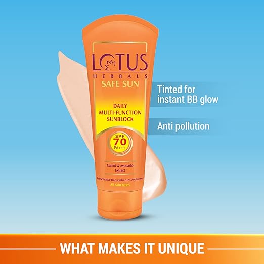 Lotus Herbals SAFESUN Daily Multi-function Sunblock SPF 70 PA+ -60g