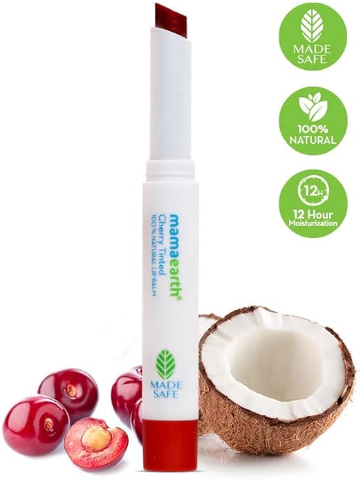 Mamaearth Cherry Tinted 100% Natural Lip Balm with Coconut Oil For Women - 2 g