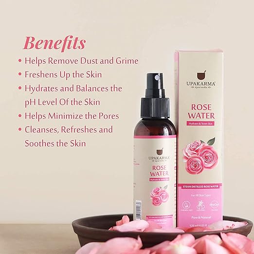 Upakarma Ayurveda Premium, Pure And Natural Rose Water Spray For Face, Gulab Jal, 120ml