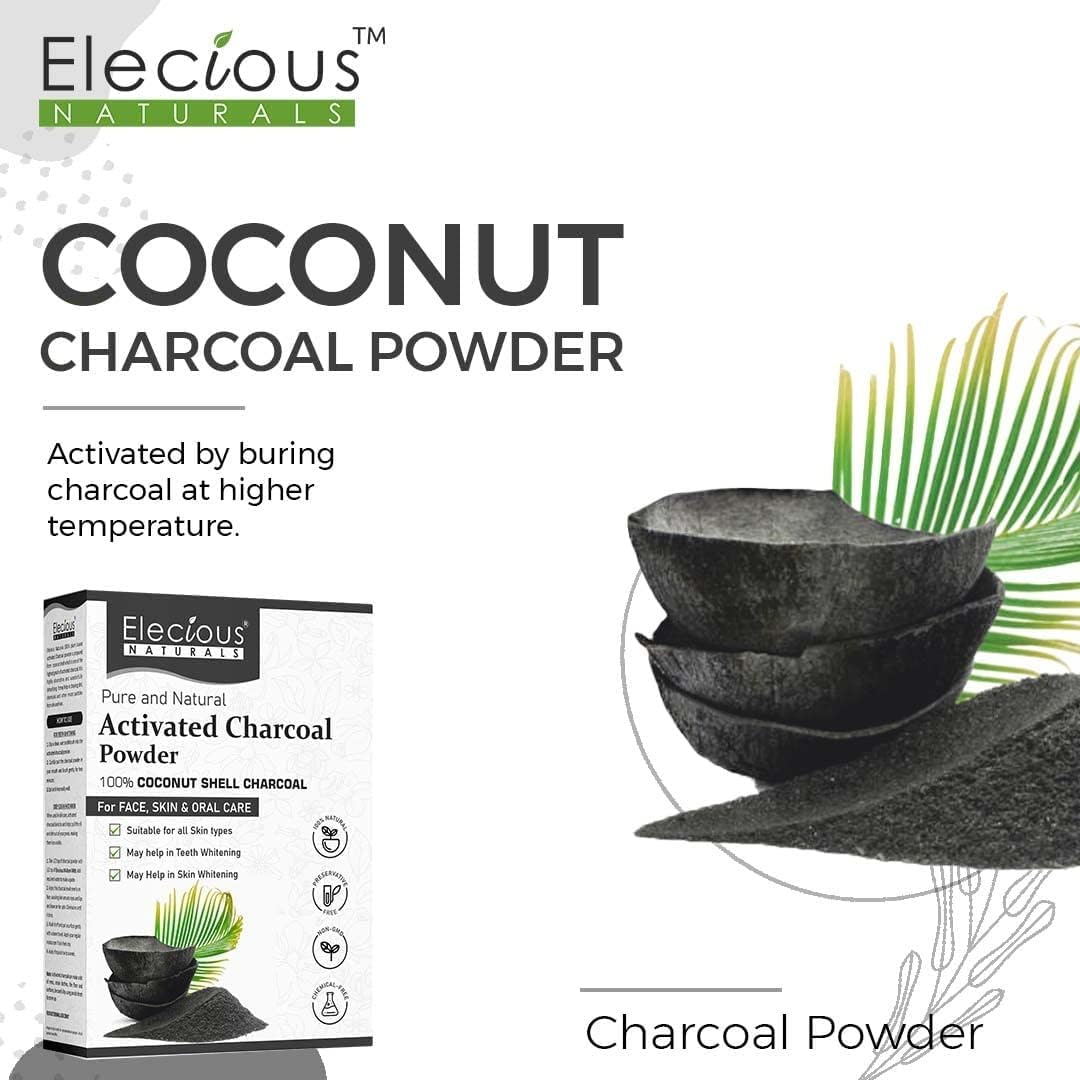 Elecious Naturals Activated Charcoal powder, 200 gm, Coconut Charcoal powder