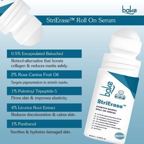 Bake StriErase Stretch Marks Removal Roll On Serum, 50 ml