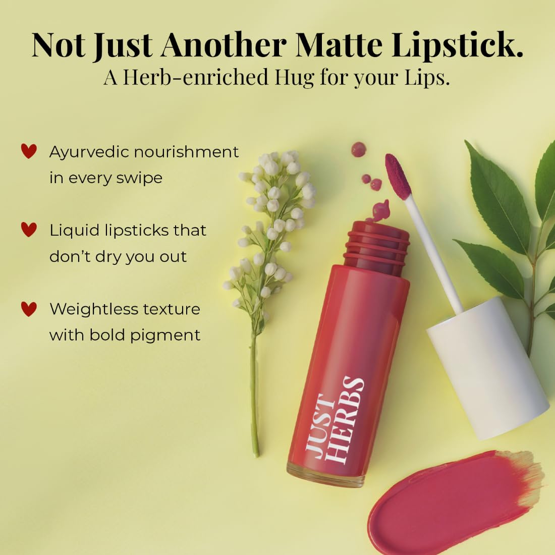 Just Herbs Herb Enriched Matte Liquid Lipstick, Set of 5, Deeps and Reds