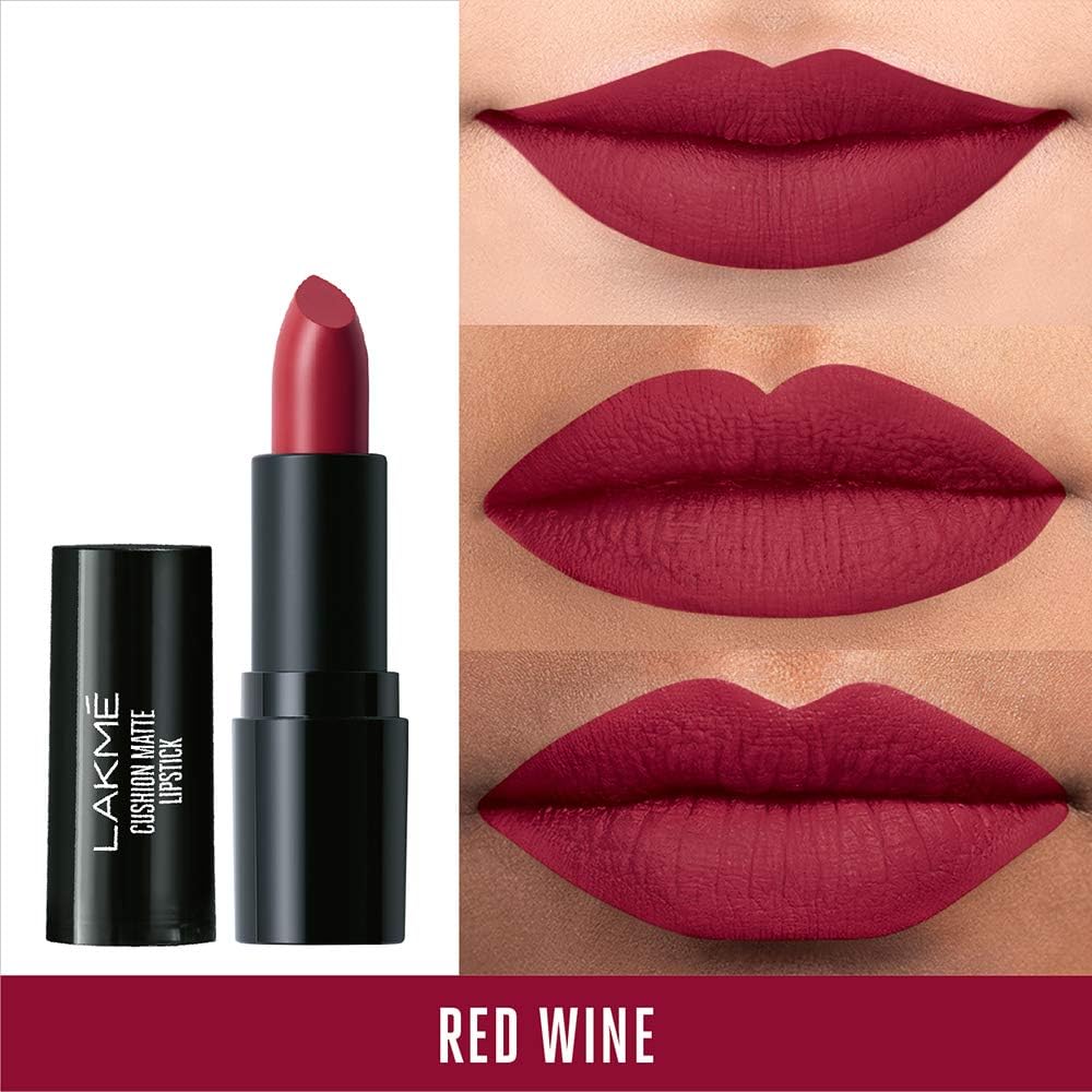 Lakme CUShion Matte Lipstick, Red Wine, 4.5 gm, Multi