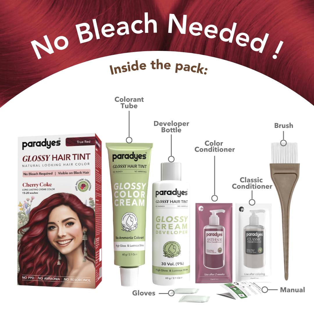 Paradyes No Bleach Cherry Coke Glossy Hair Tint, 6.6 True Red