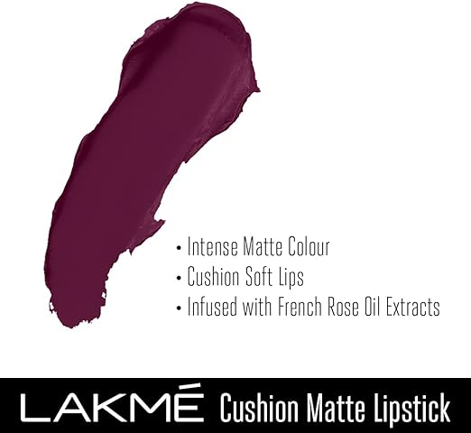 Lakme Cushion Matte Lipstick, Purple Diamond, 4.5g (Matte)