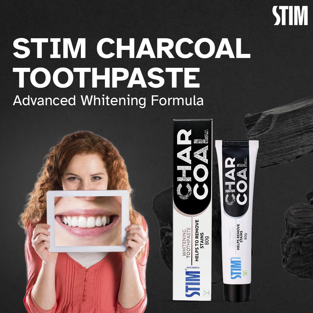 STIM Charcoal Toothpaste For Natural Whitening (80g) Pack of 3
