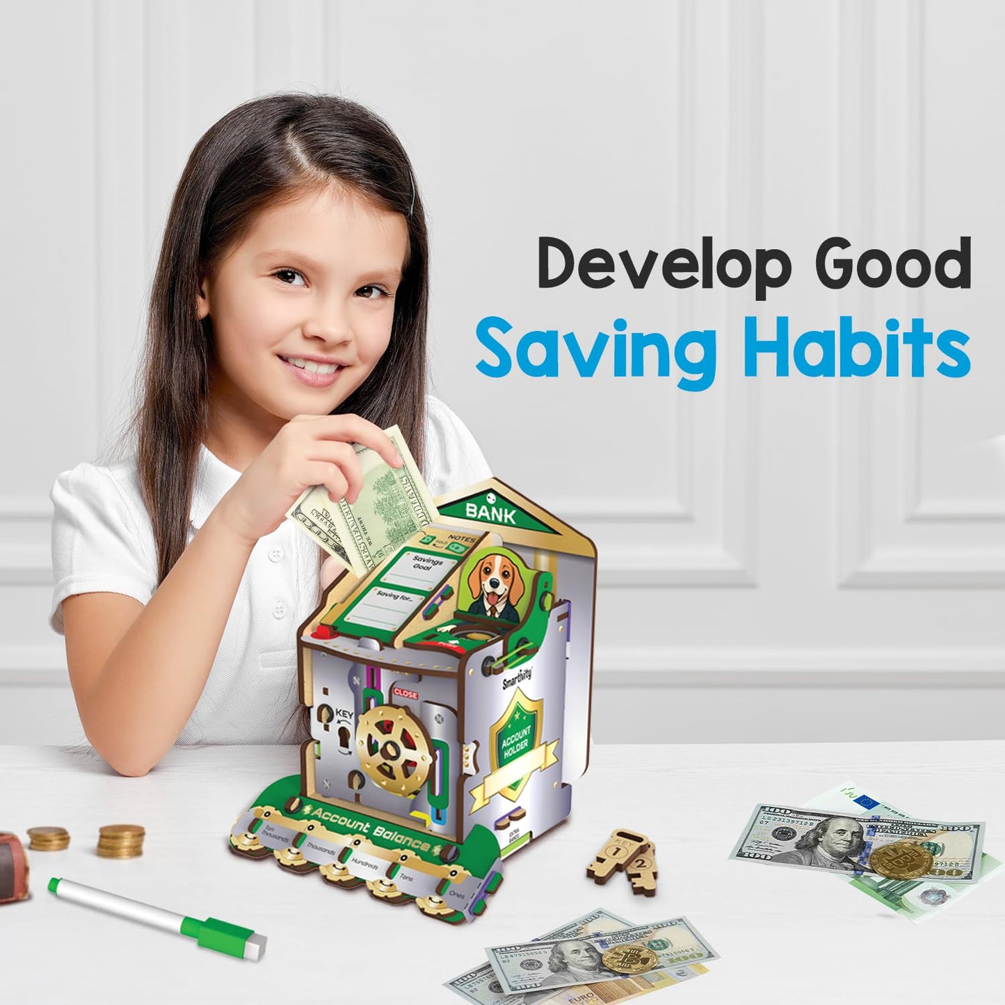 Smartivity DIY Piggy/Money Bank for Kids Ages 6-12 Years | Smart Locking System with 2 Keys