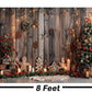 Christmas Backdrop Christmas Tree with Gifts Lights Snowflake Props Size 5Feet Height & 8 Feet Width