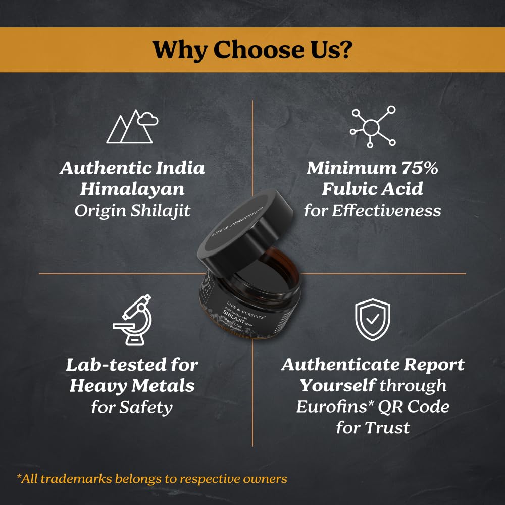 Life & Pursuits 100% Pure Real India Himalayan Shilajit Resin, 30 gm 500mg